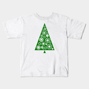 Pine Tree Snowflakes - Green Kids T-Shirt